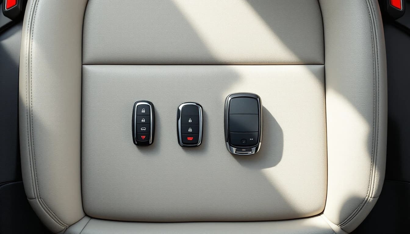 Llave de Audi Q3 y equipo de programación de un cerrajero móvil sobre el asiento de un vehículo en Dallas